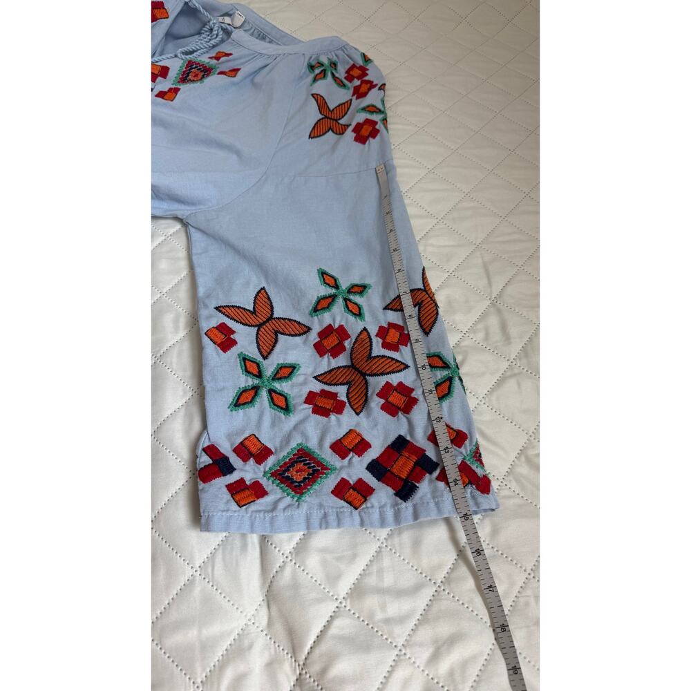 Zara TRF Embroidered Folk Dress Boho Peasant Cottagecore Midi Belted L - Picture 15 of 15